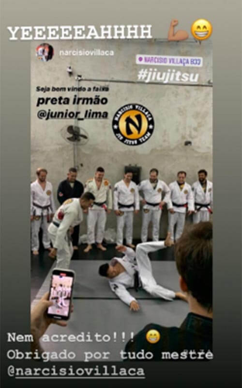 Junior Lima conquista faixa preta no jiu-jitsu: 'Nem acredito'