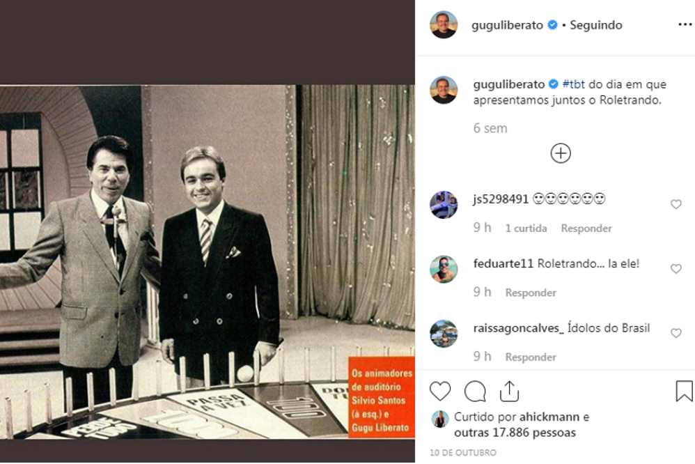 Momentos antigos da televisão também fazem parte do Instagram de Gugu