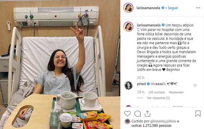 Larissa Manoela agradece o apoio após passar por cirurgia