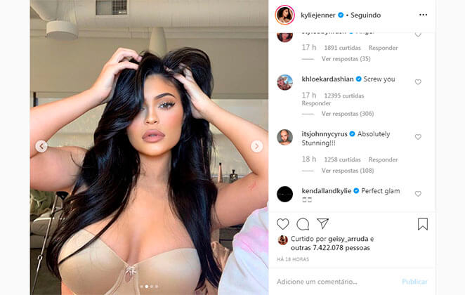Khloé Kardashian comenta em foto de Kylie Jenner