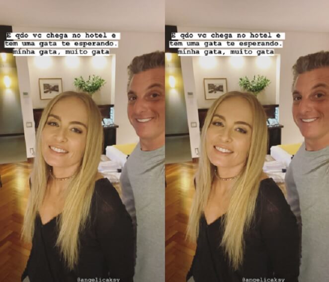 Luciano Huck posa selfie com Angélica e se declara para a esposa