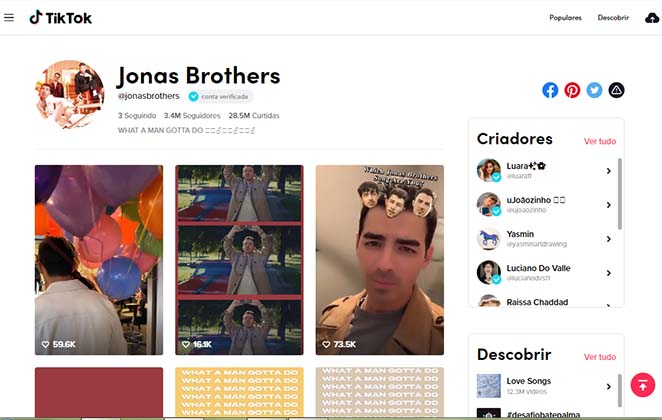 Os Jonas Brothers já começaram a divulgar a nova música na plataforma