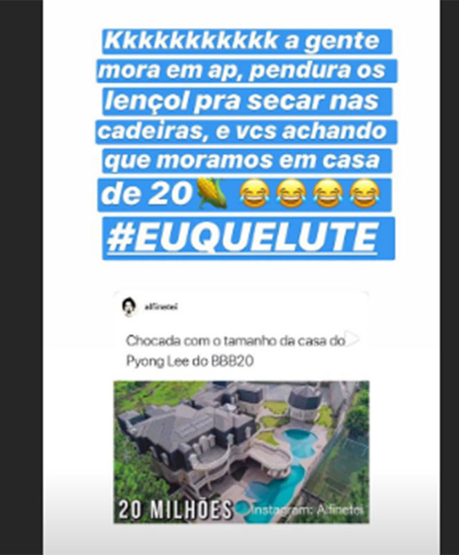 Por meio do Instagram, esposa de Pyong Lee desmente que casal mora em mansão