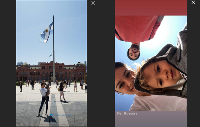 Sophie Charlotte e Ângelo Wol compartilharam nos Stories do Instagram momentos da viagem deles com Otto por Buenos Aires