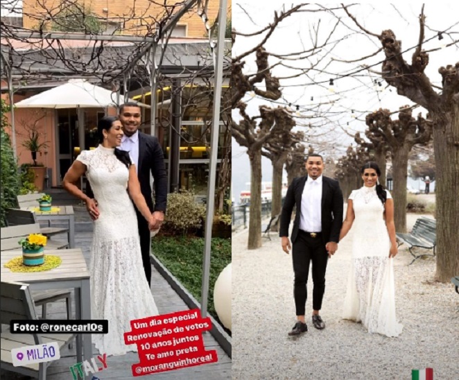 Naldo Benny e Ellen Cardoso renovaram os votos de casamento na Itália