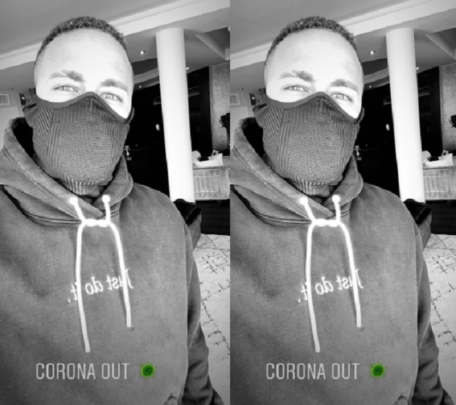 Neymar usa máscara de proteção contra coronavírus