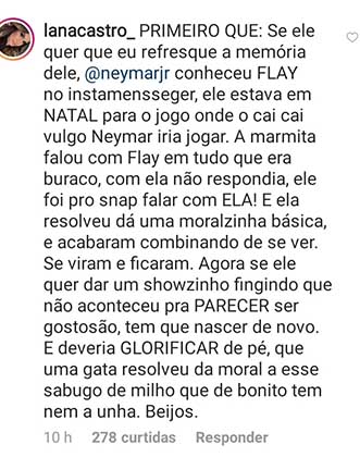 Amiga defende Flay