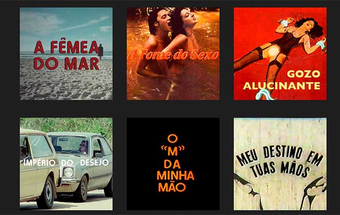 Capas de alguns filmes do Cinema Boca de Lixo no acervo do site Heco Produções