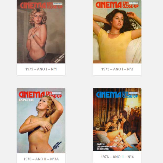 Capas de algumas revistas Cinema em Close-Up no acervo do site Portal Brasileiro de Cinema