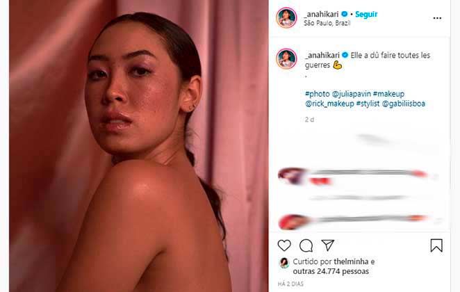 Ana Hikari aparece de topless em ensaio no Instagram