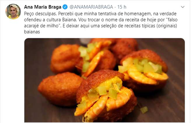 Ana Maria Braga pediu desculpas por ofender a cultura baiana
