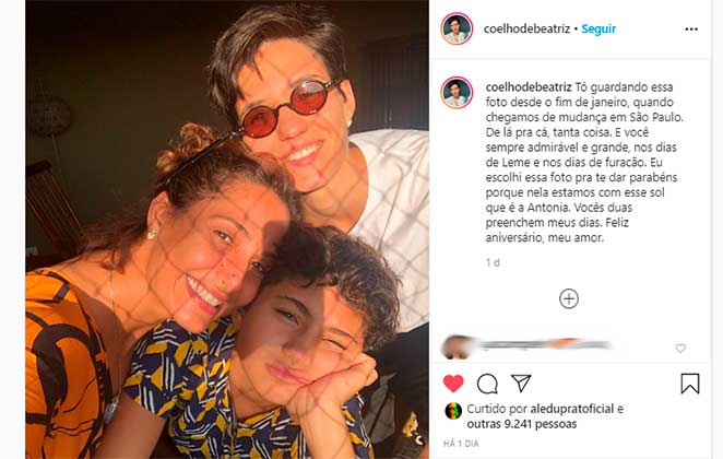 Beatriz de Coelho, namorada de Camila Pitanga, postou foto com atriz e filha para desejar feliz aniversário