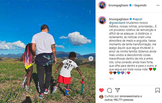 Bruno Gagliasso e Giovanna Ewbank compartilharam fotos de dia em família no Instagram