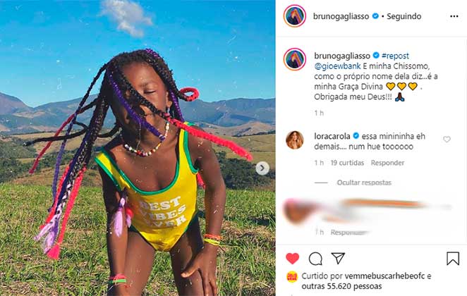 Bruno Galiasso homenageou Titi ao repostar no Instagram publicação de Giovanna Ewbank