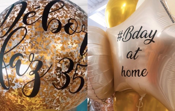 Débora Nascimento mostra balões para sua 'festinha' de aniversário em casa