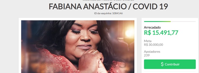 Fabiana Anastácio realizou vaquinha online para pagar tratamento de Covid-19