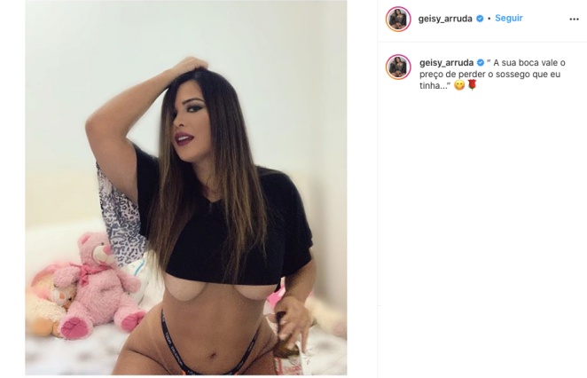 Geisy Arruda elevou a temperatura do Instagram com parte dos seios à mostra