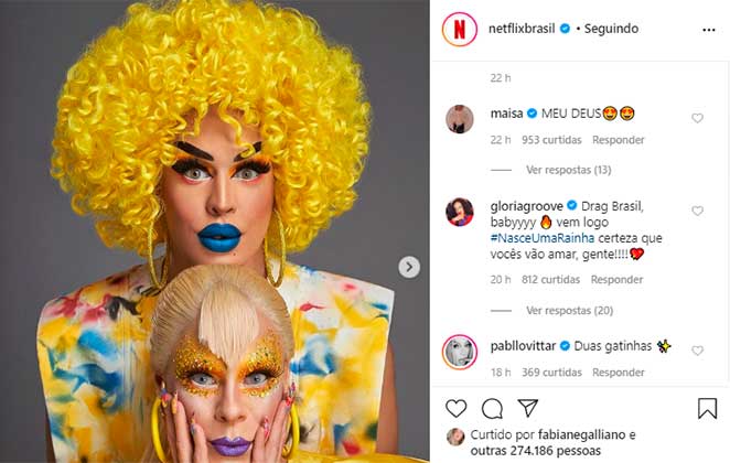 Netflix Brasil deu mais detalhes do reality show Nasce Uma Rainha em seu Instagram