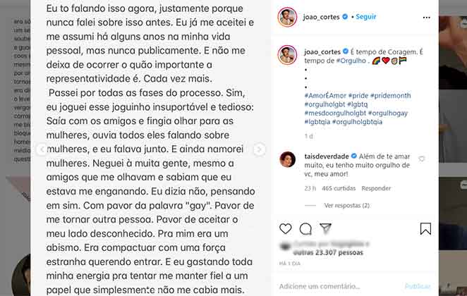 João Côrtes conta sobre sua homossexualidade