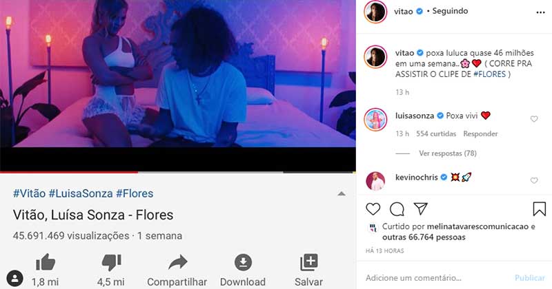 Luisa Sonza e Vitão trocam apelidos carinhosos na web