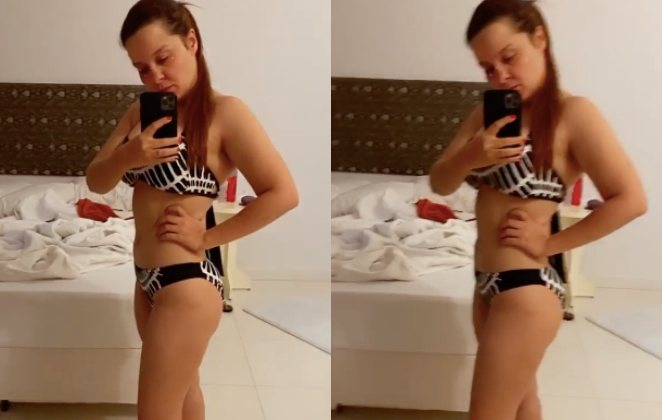 Maiara mostra corpo sarado em espelho de SPA