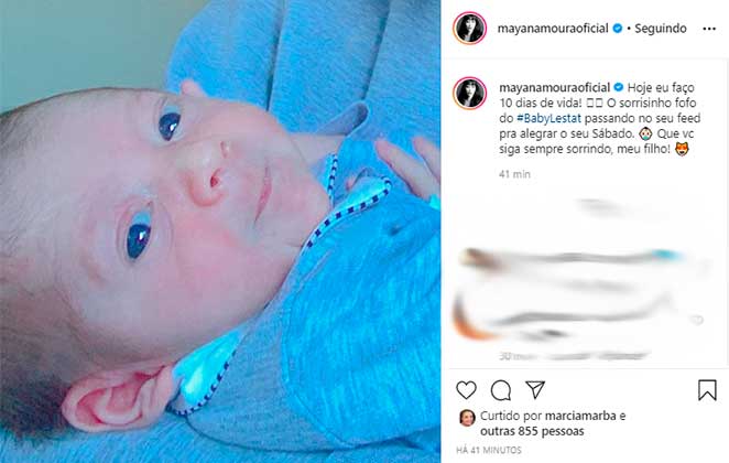 Mayana Moura comemorou dez dias de vida do filho Lestat com foto nova no Instagram