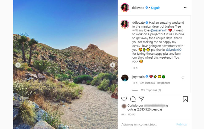 Demi Lovato publicou a foto de uma parte do deserto de Joshua Tree