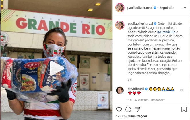 Paolla Oliveira participa de ação solidária da Grande Rio