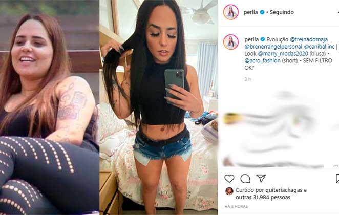 Perlla mostrou no Instagram antes e depois de emagrecer vinte quilos