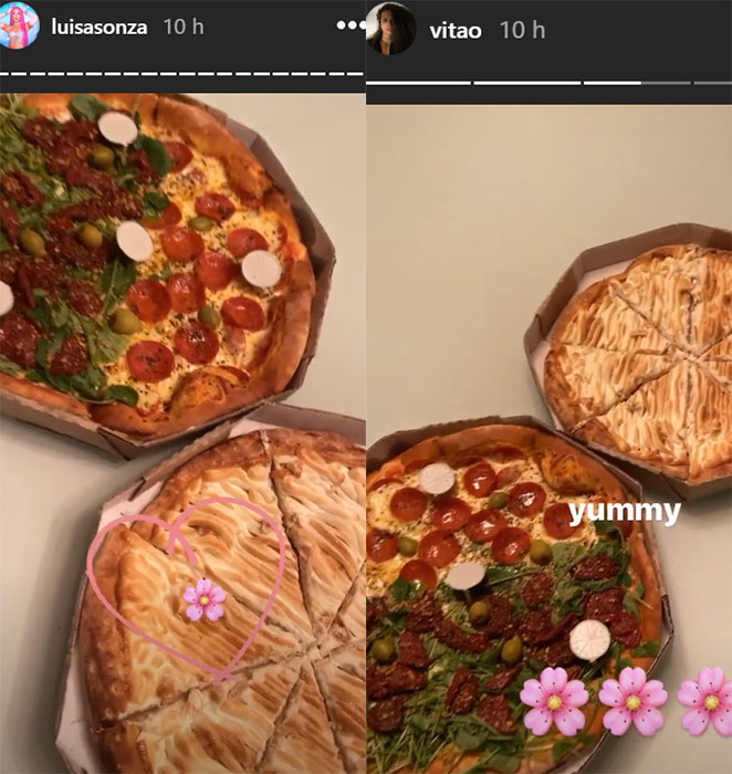 Luisa Sonza e Vitão postam mesma imagem, insinuando noitada de pizza