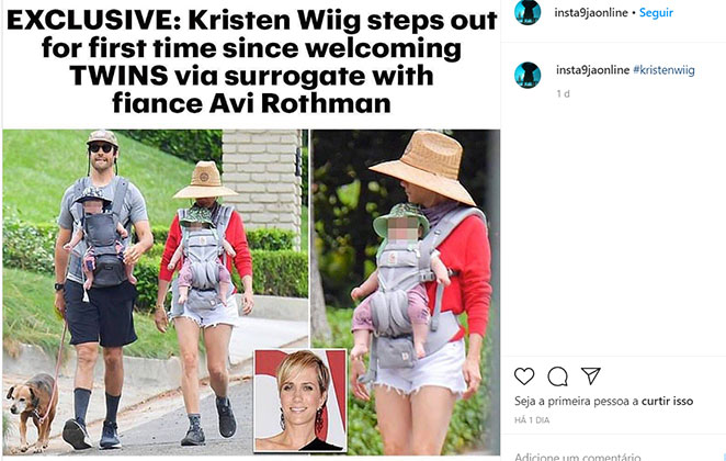 Post mostra que Kristen Wiig já é mãe de gêmeos