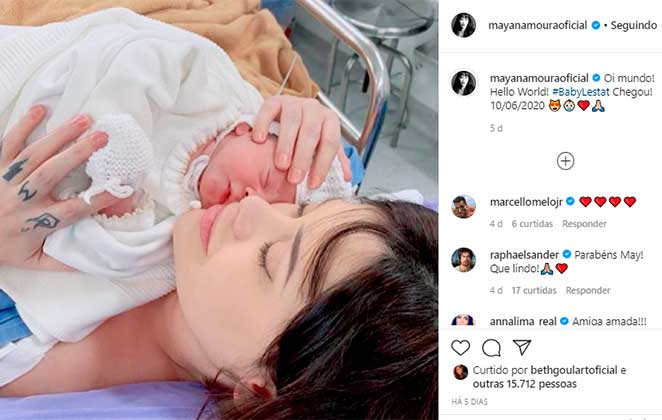 Mayana Moura posotu a primeira foto do filho Lestat pouco tempo depois de ele nascer