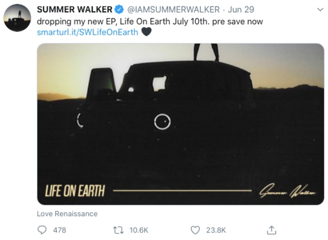 Summer Walker divulga capa de seu EP