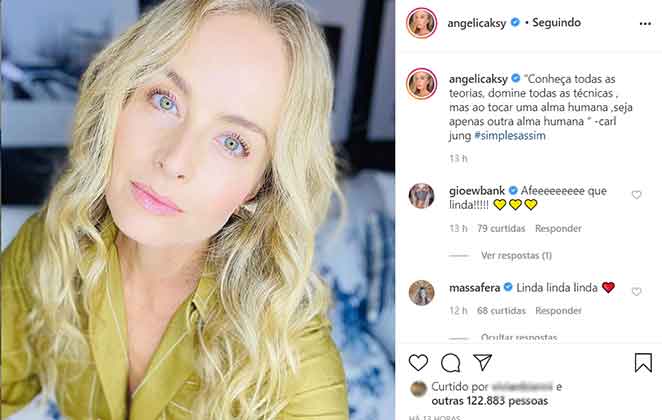 Angélica aparece linda demais em post no Instagram