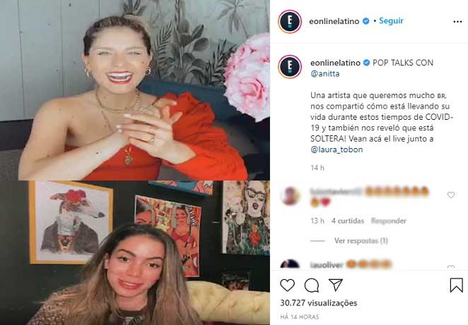 Anitta critica Jair Bolsonaro em live nas redes sociais