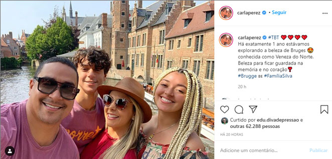 Carla Perez e família durante viagem internacional no ano passado