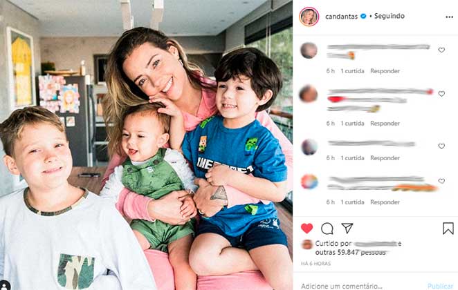 Carol Dantas posou com os dois filhos e o sobrinho aniversariante no Instagram