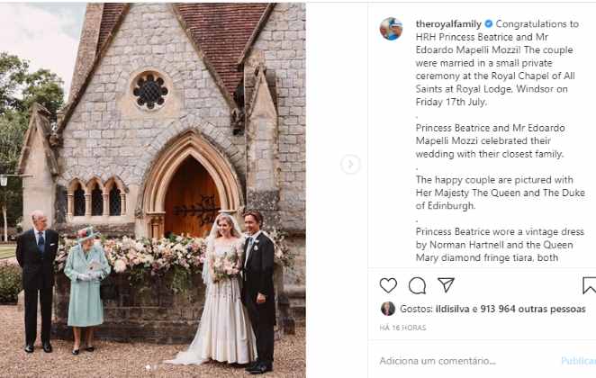 Casamento real foi divulgado nas redes sociais