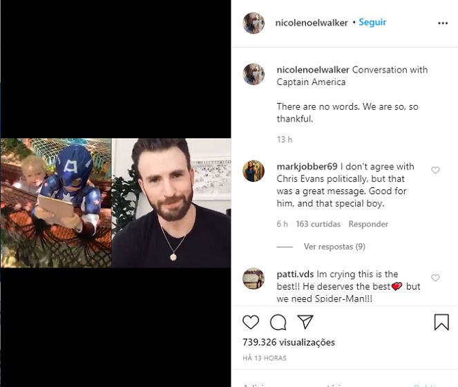 Chris Evans enviou um vídeo para Bridger Walker, garoto de seis anos que salvou a irmã de um ataque de cachorro