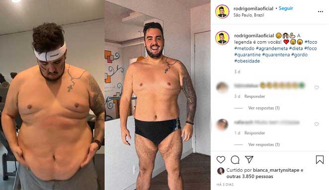 DJ Rodrigo Mila perde 35kg e faz comparação impressionante