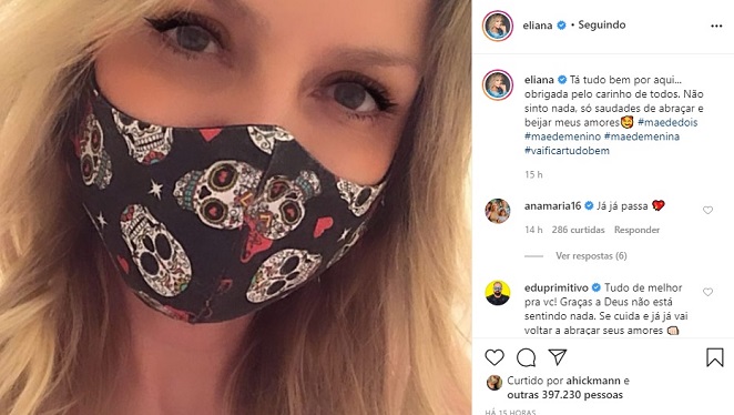 Eliana posa de máscara e tranquiliza fãs sobre coronavírus