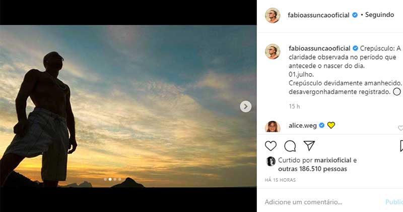 Fabio Assunção faz reflexão na web e chama a atenção pela boa forma