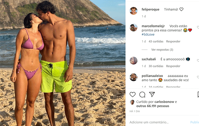 Felipe Roque posta foto cheia de paixão, com a nova namorada