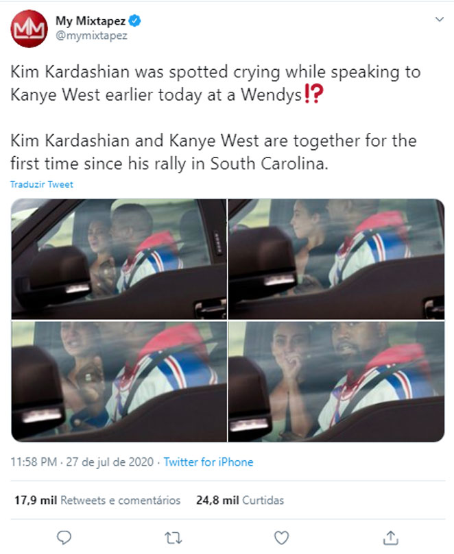 Kim Kardashian aparece chorando enquanto conversa com Kanye West