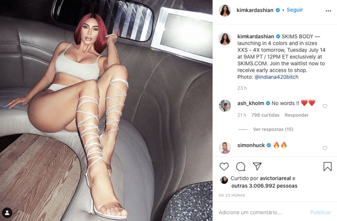 Kim Kardashian ostentou suas curvas em nova foto do Instagram