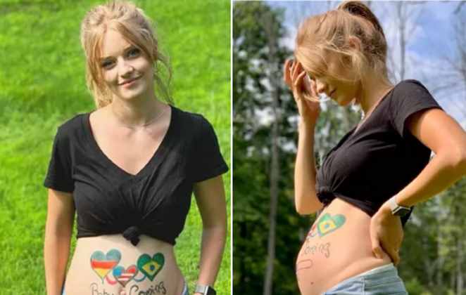 Modelo alemã Joline Heitmann espera bebê de Petrix Barbosa