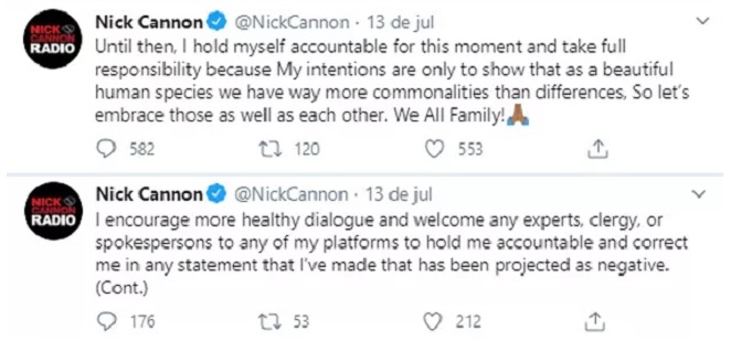 Nick Cannon também falou que deseja ter um diálogo saudável sobre o tema