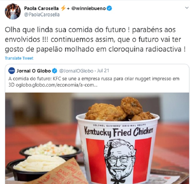 Paola Carosella não ficou nada feliz com ideia do KFC