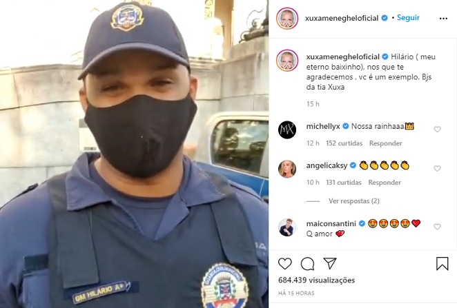 Policial que recebeu recado de Xuxa se emociona