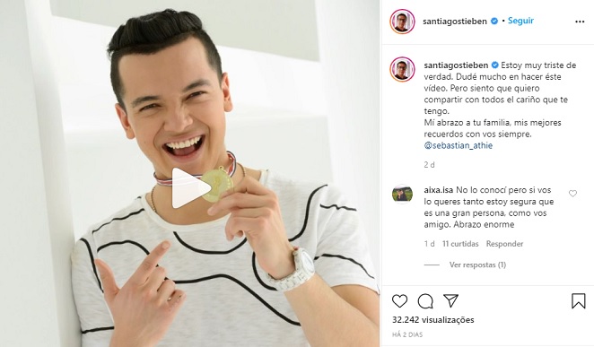 Santiago Stieben fez post de despedida ao amigo nas redes sociais